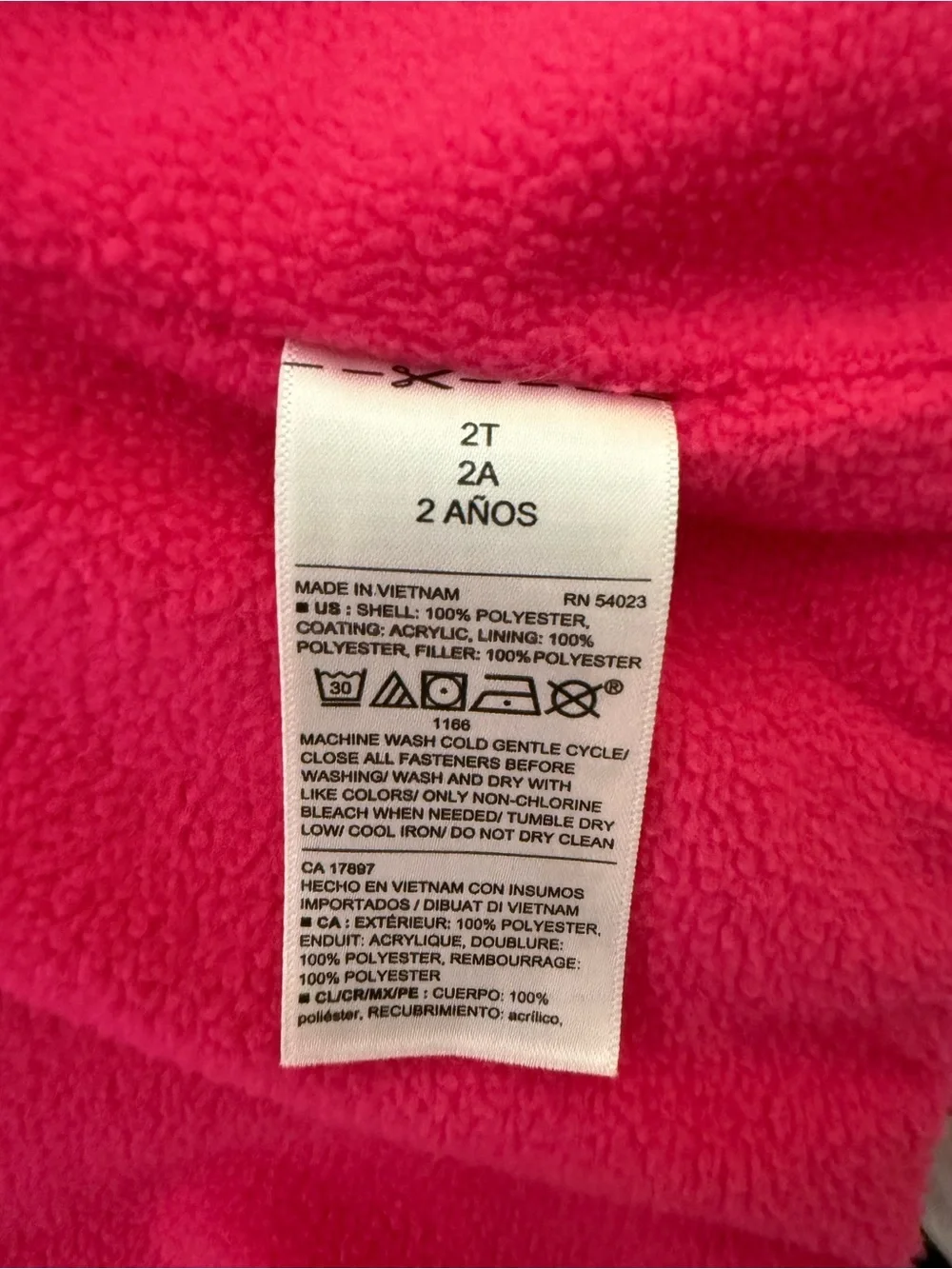 Old Navy Hot Pink Toddler Girl Fleece Full Zip Puffer Vest - size 2T